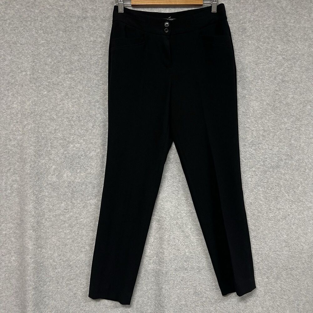 Olsen Europe Lisa Black Trousers XS 4 Mid Rise Straight Leg Stretch Business